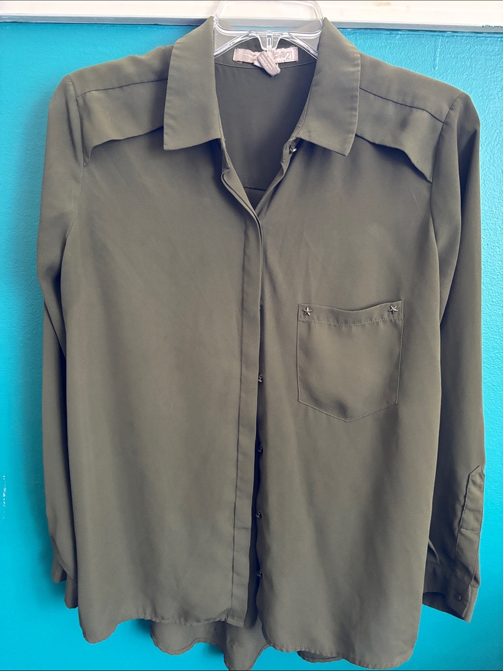 Forever 21 Olive Green Button-Up Blouse
